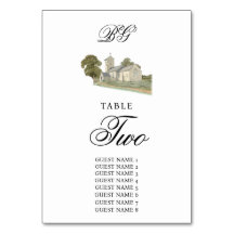 Iglesia acuarela Monograma tradicional Boda