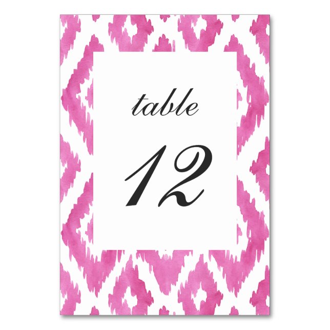 Tarjeta De Mesa Ikat rosa caliente (Anverso)