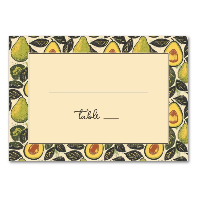 Tarjeta De Mesa Ilustración alegre de aguacate verde (Anverso)