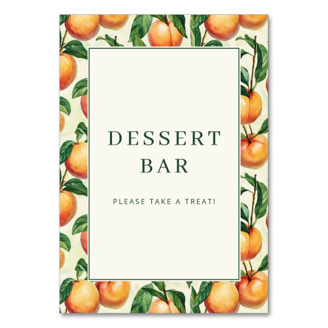 Tarjeta De Mesa Ilustración alegre de albaricoque naranja borde (Anverso)