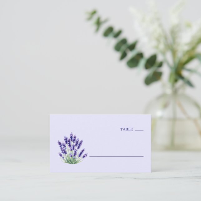 Tarjeta De Mesa Ilustración Botánica de Lavanda Serena (Anverso de pie)