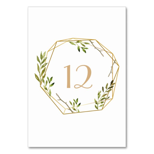 Tarjeta De Mesa ilustracion botánico de moda dorada (Anverso)