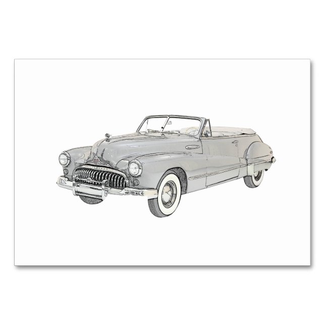 Tarjeta De Mesa ilustracion convertible Buick Road 1947 (Anverso)