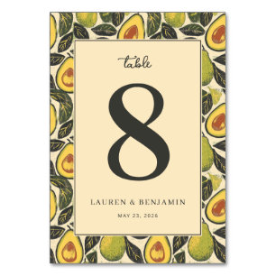 Tarjeta De Mesa Ilustración de Aguacate Beige Alegre