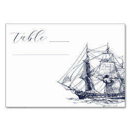 Tarjeta De Mesa Ilustración de barco náutico elegante para boda
