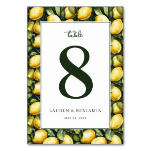 Tarjeta De Mesa Ilustración de borde de limón amarillo alegre