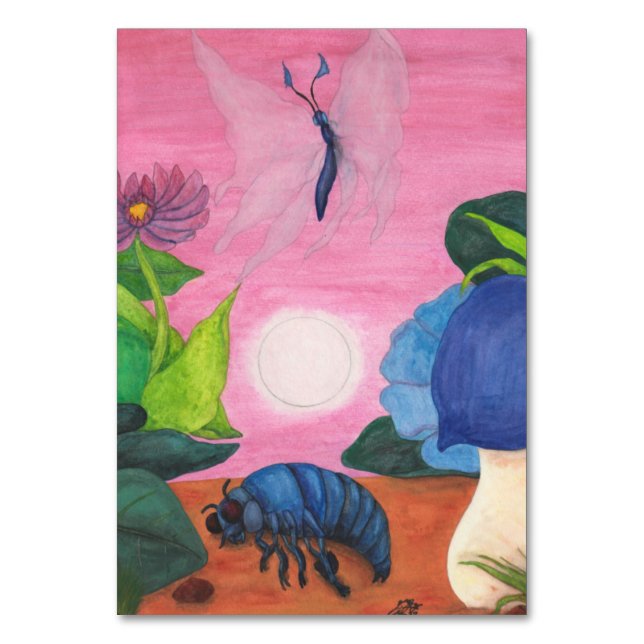 Tarjeta De Mesa Ilustracion de transformación de mariposa de insec (Anverso)