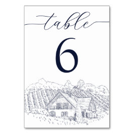 Tarjeta De Mesa Ilustración de viñedo elegante Boda de destino