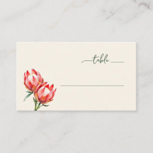 Tarjeta De Mesa Ilustración floral de protea roja tranquila