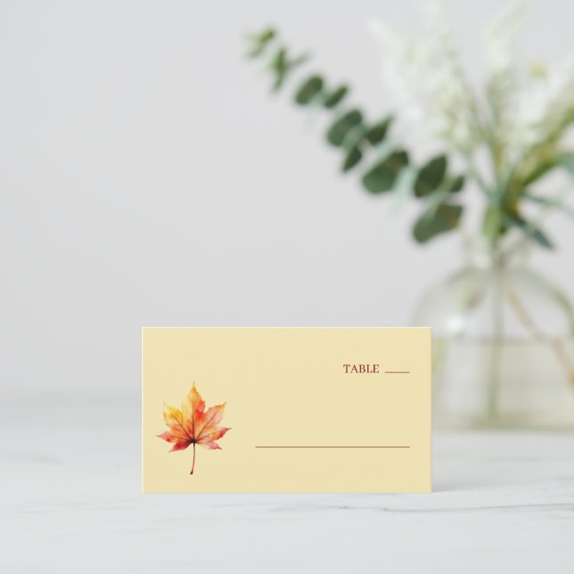 Tarjeta De Mesa Ilustración tranquila de hoja de arce otoñal (Anverso de pie)