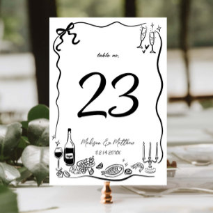 Tarjeta De Mesa Ilustraciones Dibujadas a Mano Garabatos Fiesta de