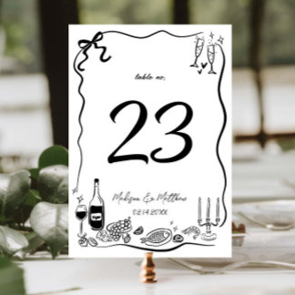 Tarjeta De Mesa Ilustraciones Dibujadas a Mano Garabatos Fiesta de