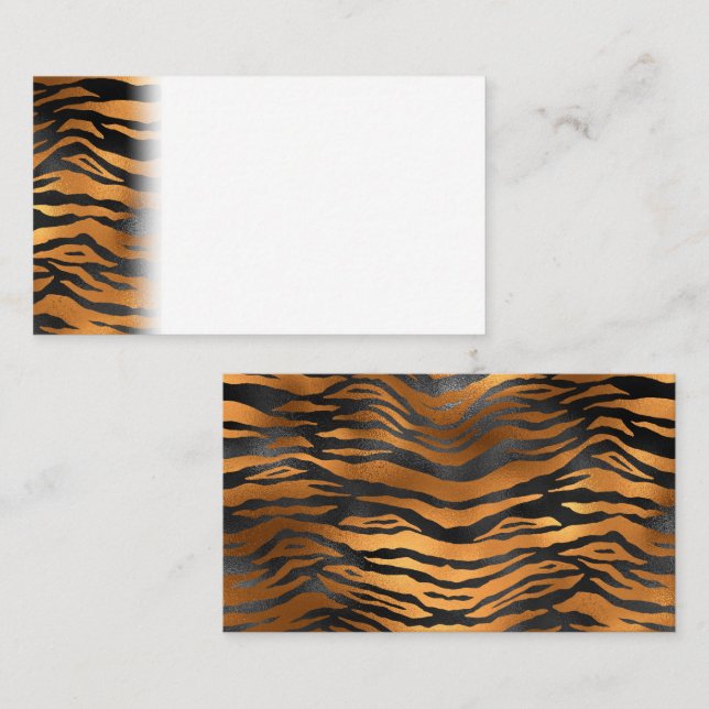 Tarjeta De Mesa Impresión animal glamorosa de tigres marrones negr (Anverso / Reverso)