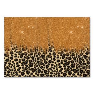 Tarjeta De Mesa Impresión de leopardo con pincel Purpurina de imit