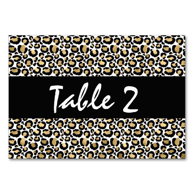 Tarjeta De Mesa Imprimir Leopardo negro dorado (Anverso)