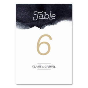 Tarjeta De Mesa Indigo acuarela moderna simple número de tabla fie