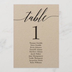 Tarjeta de mesa individual plan de asientos escrit