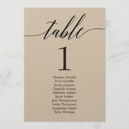 Tarjeta de mesa individual plan de asientos escrit