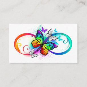 Tarjeta De Mesa Infinidad brillante con la mariposa arcoiris
