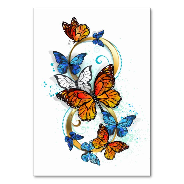 Tarjeta De Mesa Infinidad de Mariposas Monarca (Anverso)