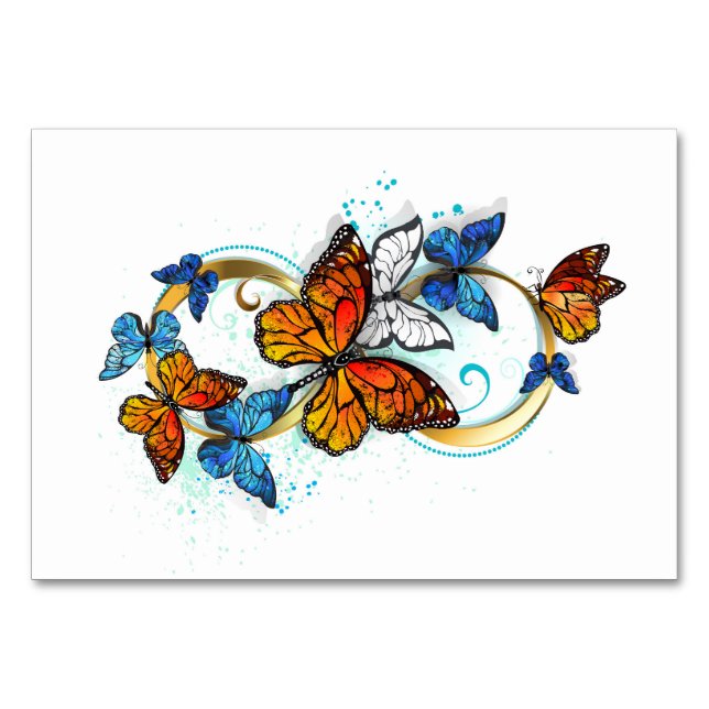 Tarjeta De Mesa Infinidad de Mariposas Monarca (Anverso)