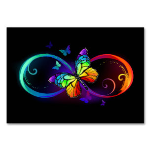 Tarjeta De Mesa Infinidad vibrante con mariposa arco iris sobre ne