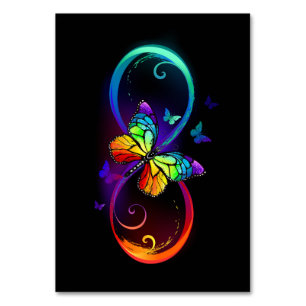 Tarjeta De Mesa Infinidad vibrante con mariposa arco iris sobre ne