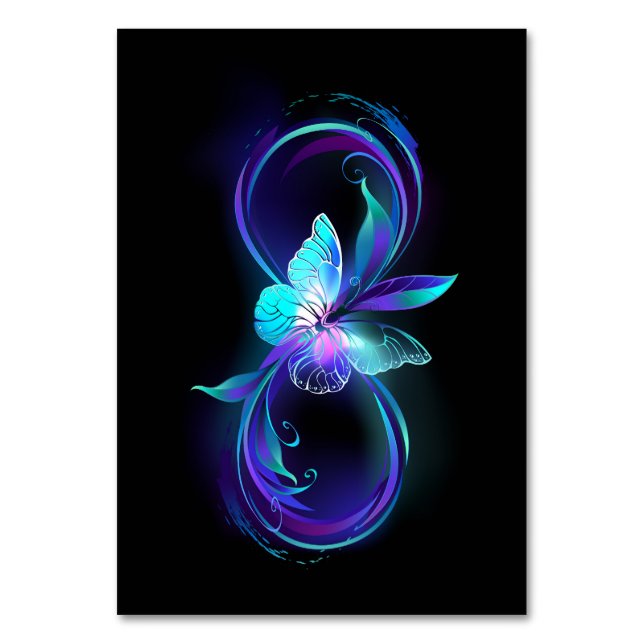 Tarjeta De Mesa Infinito brillante con mariposa mágica (Anverso)