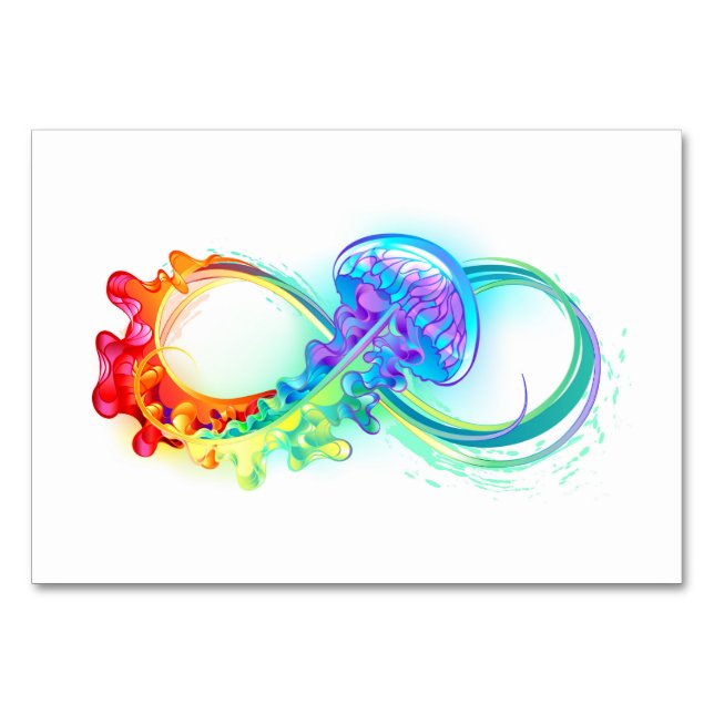Tarjeta De Mesa Infinity with Rainbow Jellyfish (Anverso)
