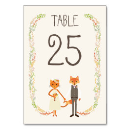 Tarjeta De Mesa Información caprichosa de Woodland Cat & Fox Boda
