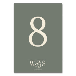 Tarjeta De Mesa Iniciales de parejas de boda Elegante Sage