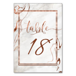 Tarjeta De Mesa Inspiración moderna de Boda de cobre y mármol ital