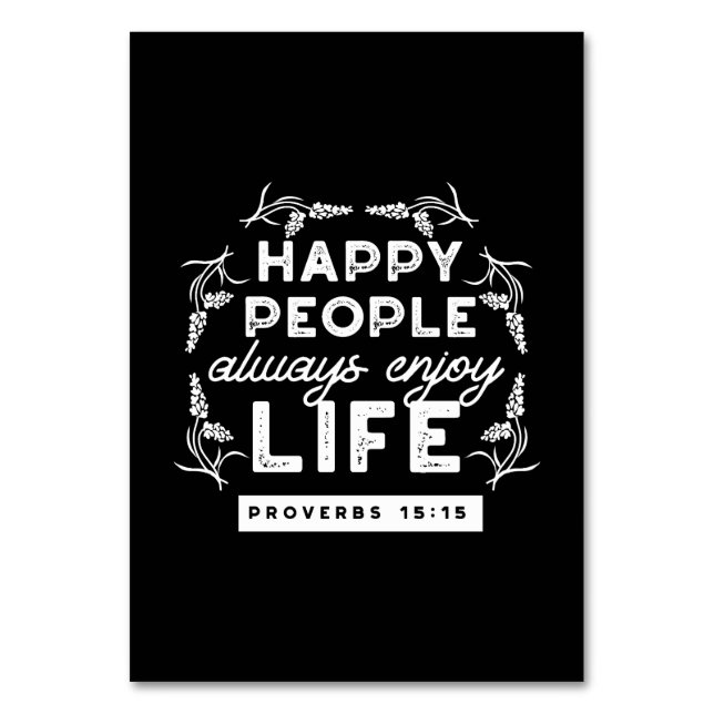 Tarjeta De Mesa Inspirational Christian Quote from Proverbs 15:15 (Anverso)