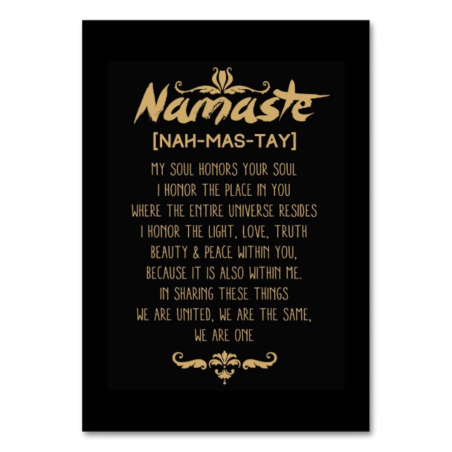 Tarjeta De Mesa Inspiring Buddhism Namaste Definition (Anverso)