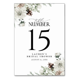 Tarjeta De Mesa Invierno Evergreen Elegant Bridal Shower Recepción