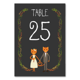 Tarjeta De Mesa Invitación a la boda de los gatos de boho rústico