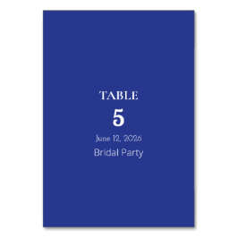 Tarjeta De Mesa Invitación a la boda mínima en azul profundo