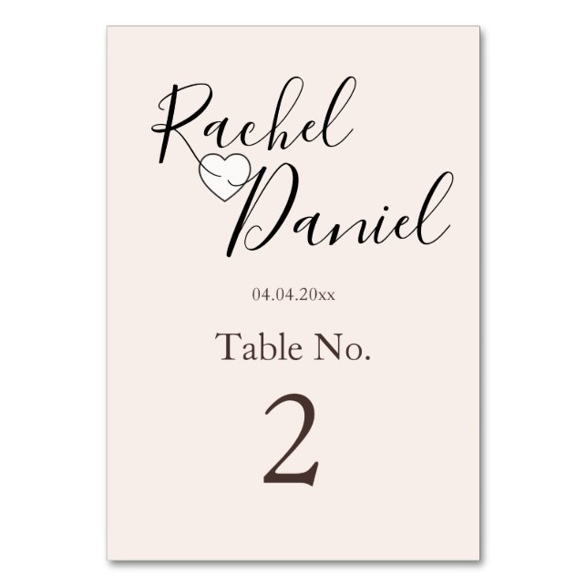 Tarjeta De Mesa Invitación a la boda moderna (Anverso)