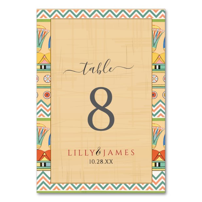 Tarjeta De Mesa Invitación a la boda Patrimonio faraónico sobre el (Anverso)