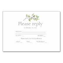Invitación a la boda rsvp de hojas verdes