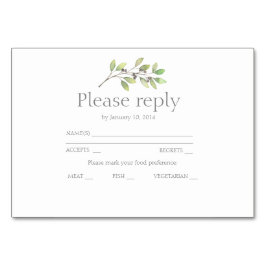 Tarjeta De Mesa Invitación a la boda rsvp de hojas verdes