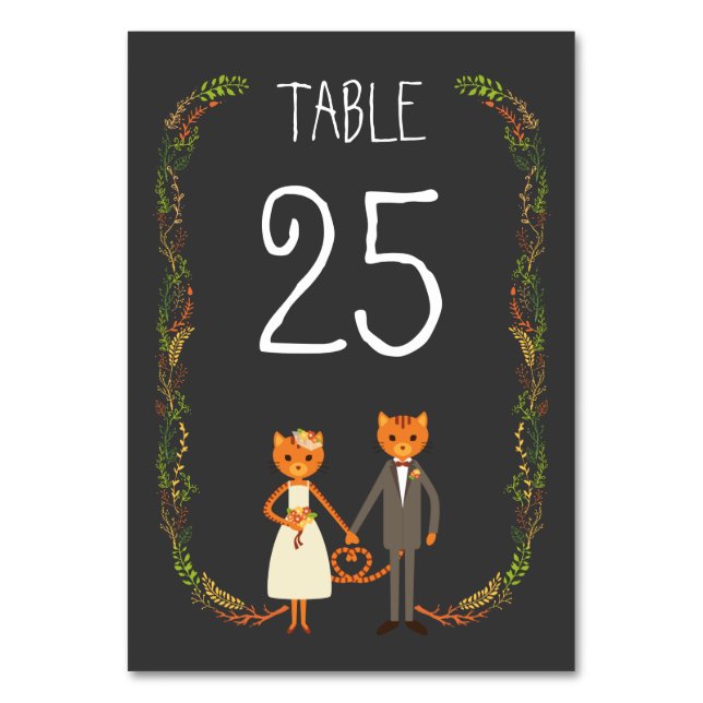 Tarjeta De Mesa Invitación de boda de gatos del bosque Boho rústic (Anverso)