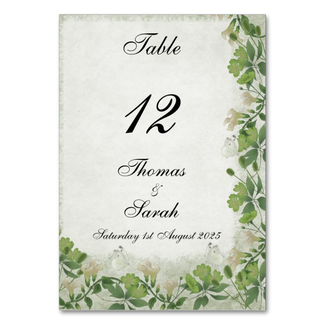 Tarjeta De Mesa Invitación de boda de prado victoriano (Anverso)