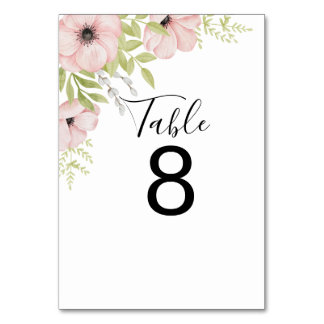 Tarjeta De Mesa Invitación de boda floral boho blush