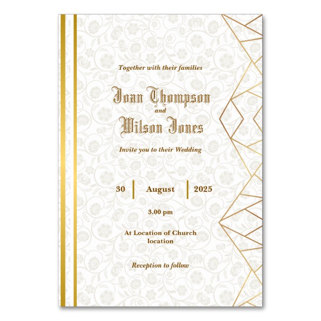 Tarjeta De Mesa Invitación Doble (Anverso)