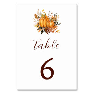 Tarjeta De Mesa Invitación minimalista de calabaza Boda otoñal