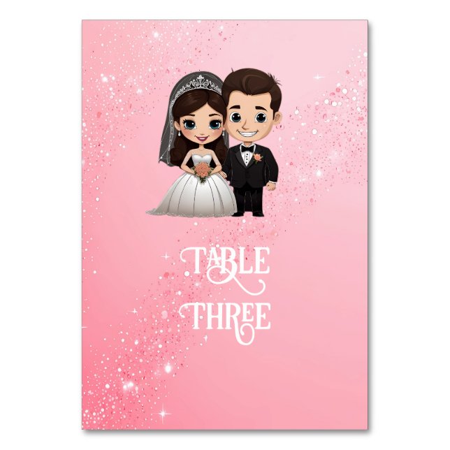 Tarjeta De Mesa Invitaciones a la boda rosa con paracaídas de diam (Anverso)