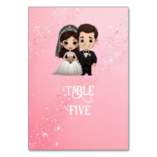 Tarjeta De Mesa Invitaciones de boda rosadas con destellos de diam