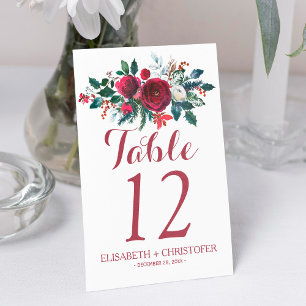 Tarjeta De Mesa Invitado boda de ramo rojo invierno florido