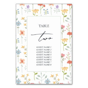 Tarjeta De Mesa Invitado Boda floral moderno Boho Moda Wildflowers